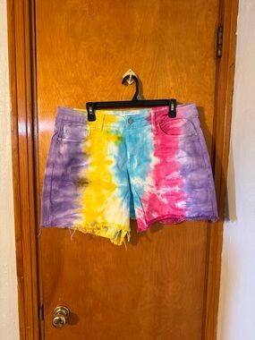 Judy Blue Tie-Dye Multicolor Denim Shorts Size 1X